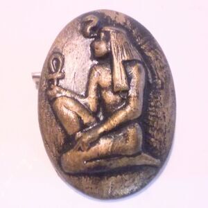 Vintage Egyptian Figure Gold and Black Brooch